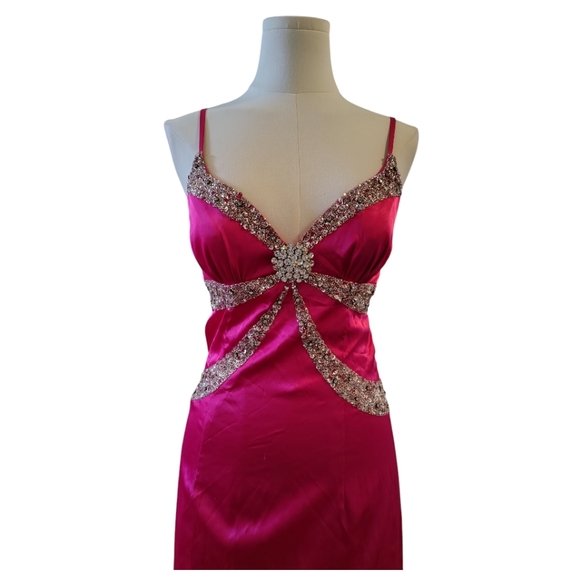 Sean Couture Barbie Paris Pink Backless Low Cut Sequin Prom Gown Size Small - Picture 3 of 10